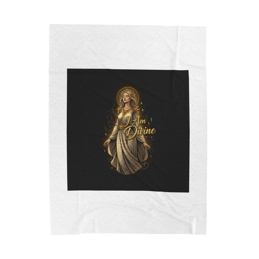 I Am Divine Velveteen Plush Blanket | Goddess Complex, Manifestation Decor