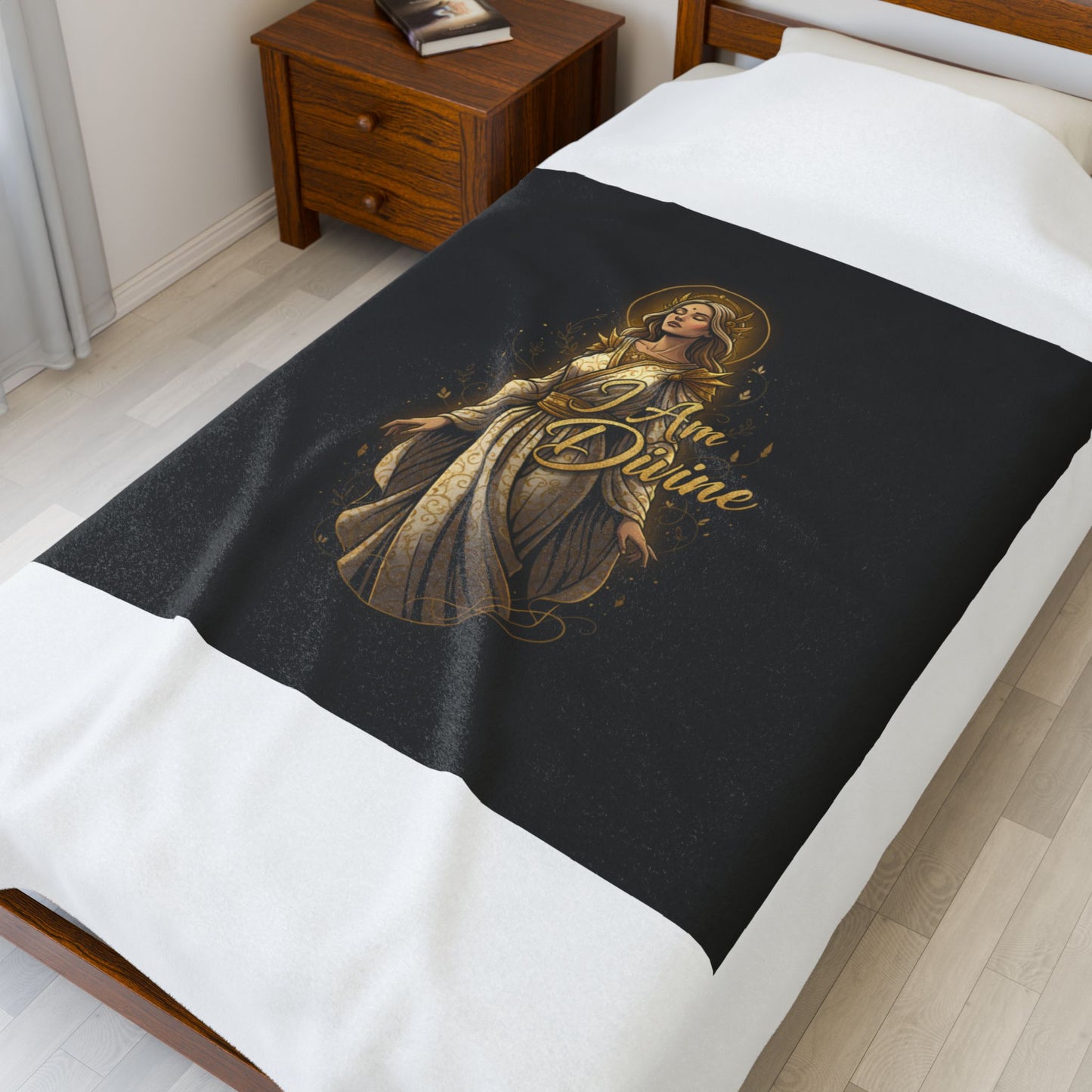 I Am Divine Velveteen Plush Blanket | Goddess Complex, Manifestation Decor